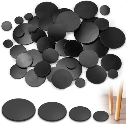 40pcs Almohadillas de Goma de Silicona, Arandelas Redondas, 15 mm, 25 mm, 30 mm, 40 mm, Arandelas espaciadoras para Juntas de Bricolaje, Color Negro (Grosor: 3 mm)