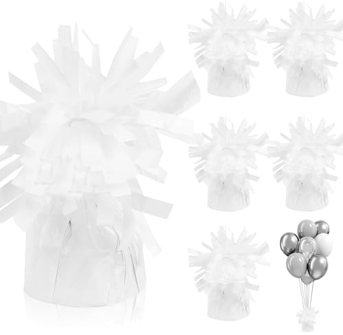 Niuny Ballongewicht für Heliumballons Luftballon Beschwerer 6Stk Ballon Beschwerer Ballongewichte Weiß 170g/Stk Ballonbeschwerer mit Folien für Hochzeit Party Geburtstag Ballons Dekoration