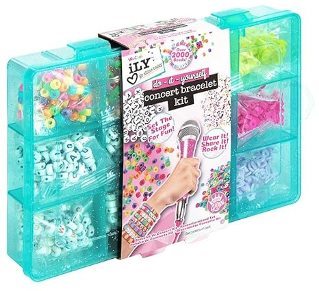 ILY Do-It-Yourself Concert Armband Kit, Machen Sie 2000+ Perlenarmbänder mit elastischen Kordeln & Aufbewahrungskoffer, DIY Schmuck Bastelset für Mädchen, Perfekt für Konzerte, Partys & Geschenke |