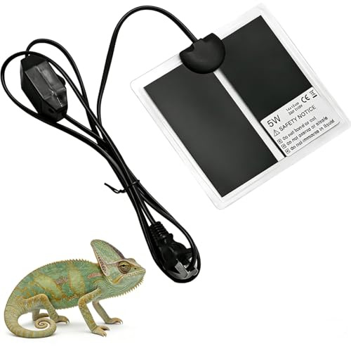 LifgWas Tapis Chauffant Reptile, Tapis Chauffant Terrarium, température réglable Fiche européenne (5W, 220V-240V), Chauffant Aquarium (15x14CM), avec Régulateur de Température 0-35 Degrés