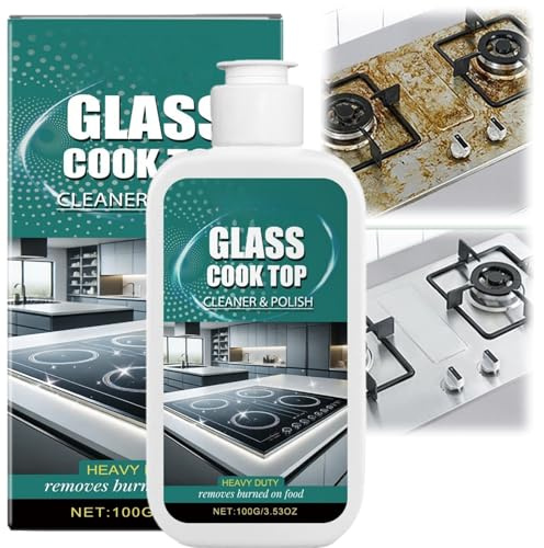 100g Glass Stove Top Cleaner Polish Spray,Scratch-Free Ceramic Hob and Glass Hob Stove,Gas Cooktop C/leaner and Polish,Heavy Duty Cooker C/leaner,Quick Effect,Wide Application,Safe and Easy to Use