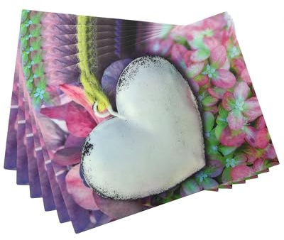 Etiketten-Becker Platzset 41,5 x 31 cm Blumendesign mit Herz-Motiv | Tolles Tischset abwaschbar, rutschfest, pflegeleicht, Untersetzer für Indoor & Outdoor, wasserabweisend