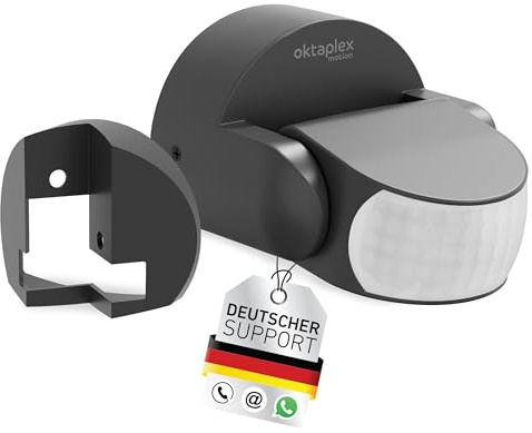 Oktaplex Bea Bewegungsmelder inkl. Eckmontage Aussen IP65 | PIR-Sensor schwenkbar 180° 12m Reichweite 230V anthrazit Aufputz Motion Sensor