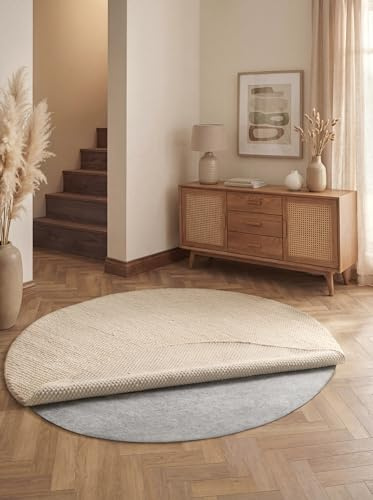 vikosa Solid - Teppich Unterlage Prove Rund, rutschfestes Teppichpad, Anti-Rutsch-Matte dünn, zuschneidbare Rutschmatte, Teppich Stop, Universeller Gleitschutz für Boden, Schubladen - Grau, 100 cm