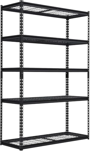 GarveeMore Schwerlastregal, 5 Verstellbare Ebenen, 122x46x181 cm Kellerregal, Lagerregal, Regal, Bis 3000 Lbs/1134 kg Belastbar, Schnelle Montage & Standsicher Regal Mit Stahlgestell