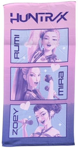 CARTOON Huntrix K-Pop Demon Hunters Strandtuch 70 x 140 cm Mikrofaser Handtuch 100% Polyester Schnelltrocknendes Handtuch mit Gerüchten Mira und Zoey K-Pop Zubehör für Mädchen und Anime Fans