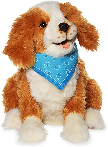 Ageless Innovation Joy For All Interactive Pet-Hund - Realistisches Haustier mit weichem Fell, Kopf- und Schwanzbewegungen, echt wirkendem Herzschlag und Zweiwege-Barkback-Technologie – Freckled Pup
