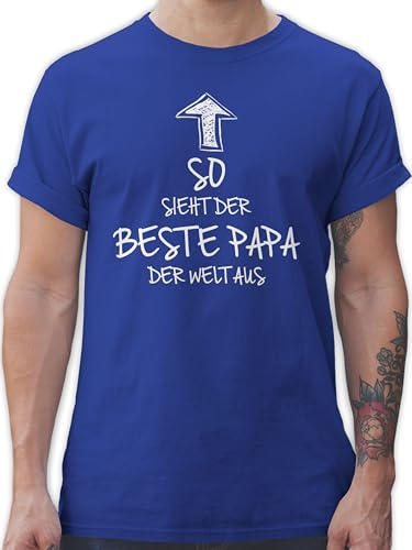 T-Shirt Herren - So Sieht der Beste Papa der Welt aus - XL - Royalblau - Geschenk zum Vater Werden Vatertagsgeschenk Tshirt Vatertag Daddy Shirt Geschenke für Vatertagsgeschenke väter Schrift