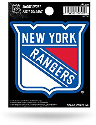 Rico Industries NHL Hockey New York Rangers kurzer Sport-Aufkleber, 9,5 x 12,9 cm, gestanztes Team-Logo, kurzer Sport-Aufkleber