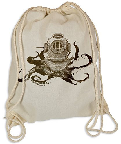 Octopus Diver - Gymsac Turnbeutel - Stoffbeutel Hipster Sportbeutel Rucksack Tasche Krake Kraken Riesenkrake Taucher