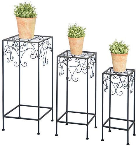DREI Nostalgie Blumenhocker, Vintage Blumentische Set, Pflanzenhocker, Eisen