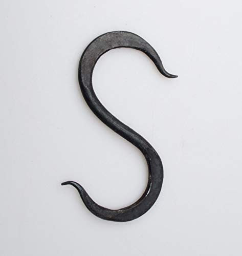 Castelion Small Black Wrought Iron S Hook 9cm/3½ - for Kitchen Utensils, saucepans, Tools in The House, shed, Greenhouse or Garage