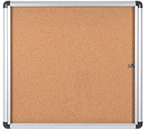 Bi-Office Vitrine d'Affichage Interieur en Liège Enclore Extra, Tableau d'Affichage Verrouillable, 710 x 664 mm, 6 x A4