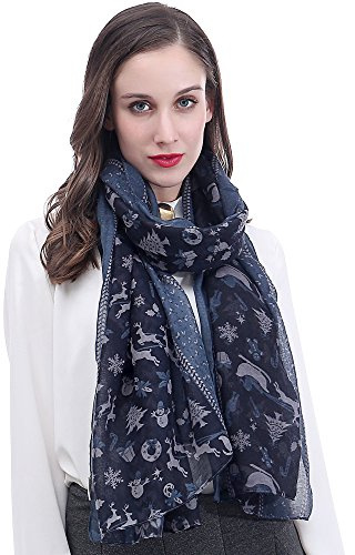Lina & Lily Damen Schal Tuch mit Weihnachts-Muster