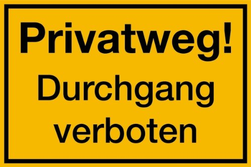 LEMAX® Hinweisschild, Privatweg! Durchgang verboten, 200x300mm Kunststoff gelb/Schriftfarbe: schwarz