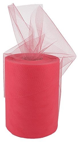 Andux DIY Rouleau Tulle Bobine Decoration Deco Voiture Mariage 6x 100yd HLBJS-02 (Rose foncé)