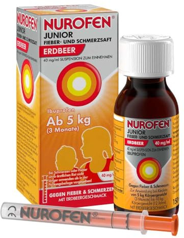 Nurofen Junior Fieber- und Schmerzsaft Erdbeer 40 mg/ml Suspension zum Einnehmen, 150 ml Lösung