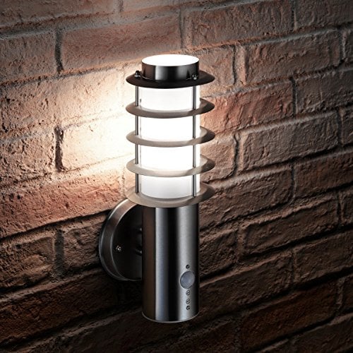 Auraglow Stainless Steel PIR Infrared Motion Sensor Outdoor LED Wall Light (Cool White)