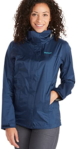 Marmot Damen Wm's PreCip Eco Jacket, Wasserdichte Regenjacke, winddichter Regenmantel, atmungsaktiv, faltbarer Hardshell Windbreaker, ideal zum Fahrradfahren & Wandern, Arctic Navy, S
