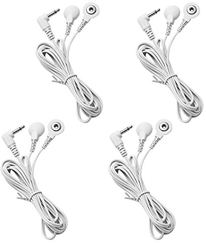 4 Stück Kabel für TENS de Kabeldrähte fur TENS Gerät Ersatz TENS Anschlusskabel für TENS 3,5 mm Stecker auf 3,5 mm Snap Elektroden