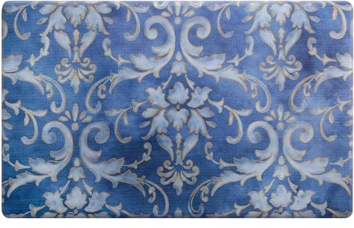 SoHome Cozy Living Anti Fatigue Mat Kitchen Mat Non Slip Stain Resistant Easy Clean 1/2 Inch Thick Kitchen Floor Mats, Damask Blue 18 x 30
