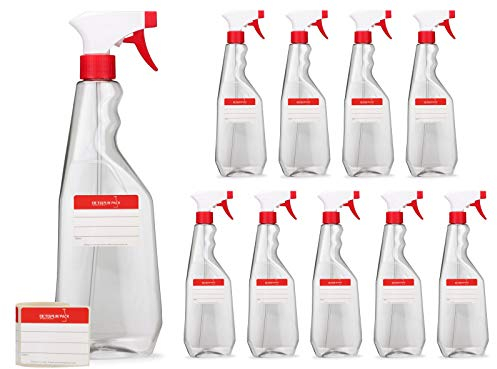 Octopus 10 bottiglie spray da 750 ml in PET, bottiglie spray con pistola a spruzzo, atomizzatori vuoti con ugello a spruzzo regolabile (getto/spruzzo), ad es. per piante/fiori, pulizia, officina