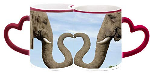 LA HUATE Juego de 2 tazas de café personalizables a juego, sensibles al calor que cambian de color, 325 ml, tazas de té con tu foto