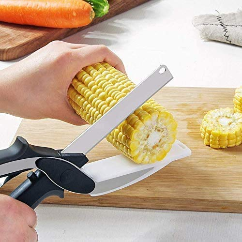 Clever Cutter, Food Chopper, Food Scissors with Cutting Board Built-in-Use for Quick and Easy Cutting as Food Shears, Vegetable Slicer, Fruit Cutter