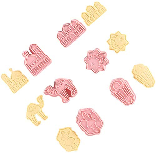 Amini Plätzchen Ausstecher Set 6 Stück Eid DIY Backwerkzeuge Ausstechform Ausstechformen Plätzchenformen für Kinder Kuchen Backen Werkzeuge Teig Schneider Mond Sterne Backen Formen (6PCS)