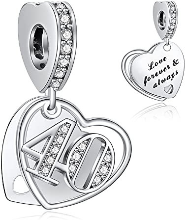 NINGAN 40 Charme-Charms-Anhänger 925 Sterling Silber Charm Bead für Chamilia und europäische Armbänder und Halsketten
