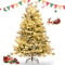 TANGZON 4.5FT/6FT Pre-Lit Christmas Tree, Snow-Flocked Xmas Tree with Foldable Metal Base, 200/350 Warm White LED Lights, 688/1022 Branch Tips, Artificial Holiday Decor for Home Office (4.5FT/146CM)