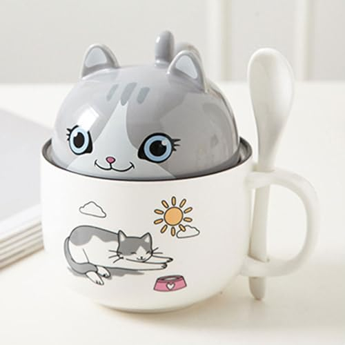 Xfeyaqlo Tazza Gatto, Carino Tazze Colazione, Tazza Caffè Simpatica, Il Coperchio Può Essere Utilizzato Come Tazza, Piatto Da Pasticceria, Idee Regalo Gatto (Gatto persiano)