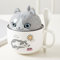 Xfeyaqlo Taza Gato Kawaii, 3D Tazas Desayuno Bonitas, Taza de Decoracion La Tapa Se Puede Utilizar como Taza para Té Café Leche Regalos para Familiares, Amigos (Gato Persa, Cerámica, 350ml)