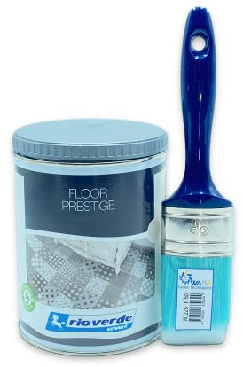Kit Rio Verde Renner Floor Prestige 750ml + Pennello Waga Paint 50mm Vernice ad Alta Resistenza per Pavimenti (TORTORA - RB 2070)