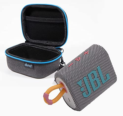JBL GO3 Portable Bluetooth Wireless Compact Speaker Bundle with divvi! Protective Fitted Hard Case - Grey