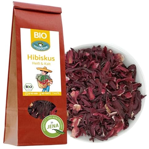 Bio Rote Hibiskusblüten ganz getrocknet 250g - Hibiskus Früchtetee - Heiß und Kalt - 4 Jahreszeitentee - PEPPERMINTMAN