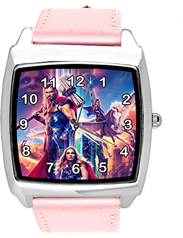 TAPORT Pink Leather Square Watch for Fantasy Fans