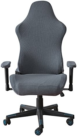 Gaming Stuhl Bezug Gamingstuhl Bezüge 4 Stück,Gaming Stuhlhussen mit Armlehnen/Stuhlrücken Bezug/Bürostuhl Bezug,Dehnbare Abnehmbar Waschbar für Computerstuhl Gamning-Stuhl,Kein Stuhl - Dark Gray