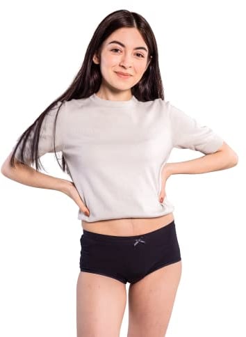 SELENACARE Periodenunterwäsche Teenager Hipster - Menstruationsunterwäsche für Teens, waschbar, 100% vegan, nachhaltig, 20ml Absorption, Schwarz, Größe 152