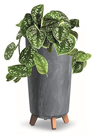 botle Vaso da fiori con piedi HOH Fioriera D 20 cm grigio scuro vasi in plastica effetto cemento