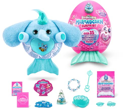 Rainbocorns Mermaidcorn Serie 7 Elefant – Plüsch zum Sammeln – Meerjungfrauen-Überraschungen, Kuschel-Plüsch-Stofftier, Aufkleber, (Elefant)