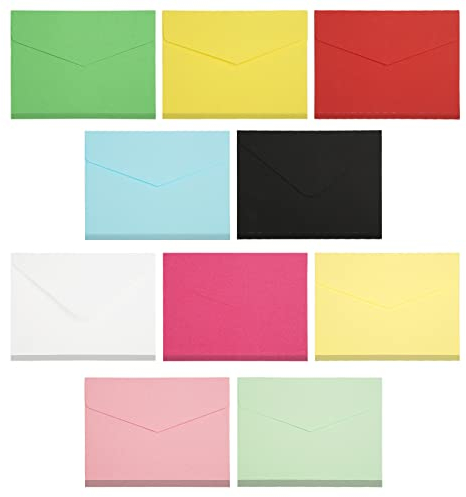 100 Stück Mini Umschläge, 10.3x8 cm Mini Briefumschläge Bunt, Kleine Kuverts Bunt, Mehrfarbig Niedlich Kleine Umschläge für Geschenkkarte Hochzeit, Grußkarten Liebesbriefe, Geburtstag Party Supplies