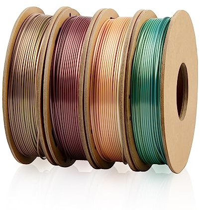 Silk Rainbow PLA Filament 1.75mm Combipack, TINMORRY 3D Drucker Filament Bundle, 250g x 4 Spulen