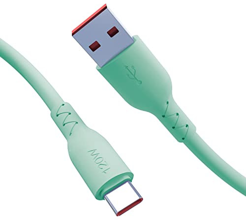 Nolhel Cavo USB Type-C 120W - Cavetto Cellulare Tipo C Ricarica Rapida - Cavo USB C in Tpe Colorato Super Resistente Compatibile con Smartphone e PC (Verde Acqua, 1 m)