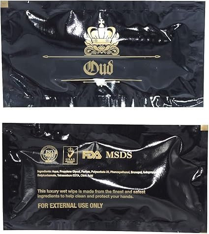 Individually Wrapped OUD SCENTED Large Wet Wipes Hot/Cold Refreshing Moist Wipes Hand Towels Napkins Restaurants Takeaways Bars Weddings Parties (200)