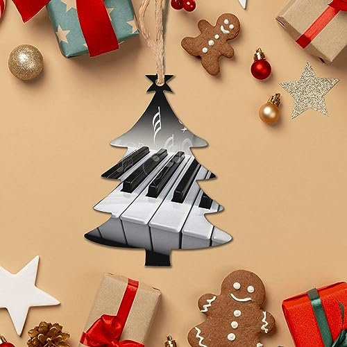 1 x Holz-Weihnachtsschmuck Klavier-Musik-Symbol Weihnachtsbaumschmuck Xmas Holzornamente für Urlaub Weihnachten hängende Dekorationen für Party