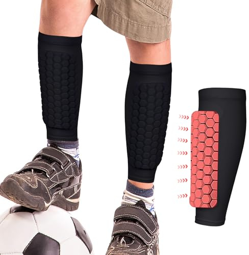 BoloShine 1 Paar Fußball Schienbeinschoner Ärmel mit Schaumstoffpolsterung, Fussball Shin Pads Stutzen Elastische Shin Guard Socken rutschfest Schienbein Schoner für Kinder Erwachsene