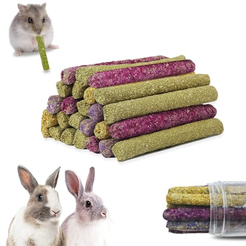 Eyksta 43 Palitos de Heno Timothy para Conejos, Cobayas, Hámsters, Chinchillas, Masticar Juguetes para Dientes Comida