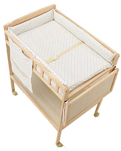 MObyat Baby Wickeltisch,Dreischichtiger Neugeborenen-Touch-Tisch aus Massivholz, gelbe Geschenkmatte – Tragfähigkeit 50 kg