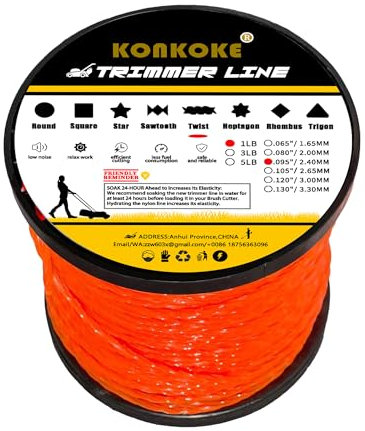 Filo decespugliatore 2,4 mm,Filo elicoidale per decespugliatore,Filo elicoidale in Nylon Universale per decespugliatore e Tosaerba 2.4mm-3lb-konkoke